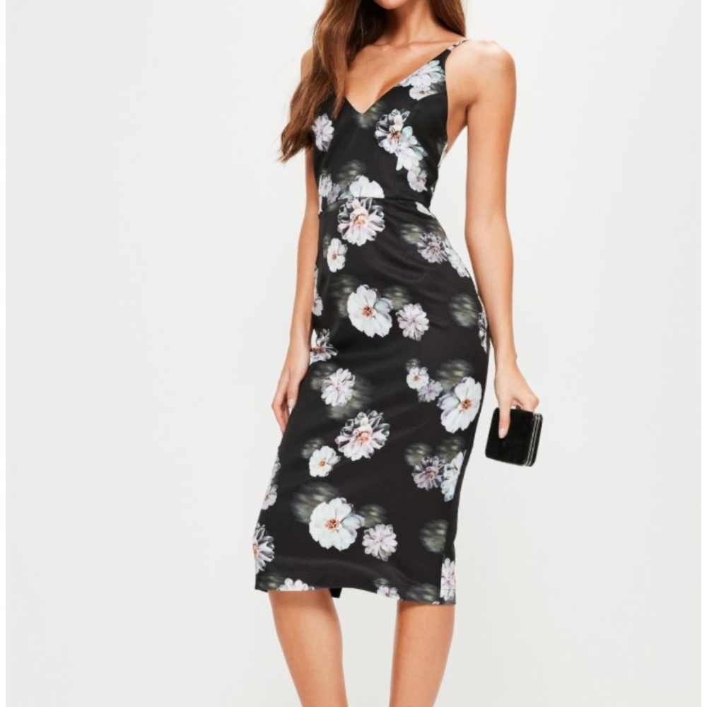 Missguided floral midi dress